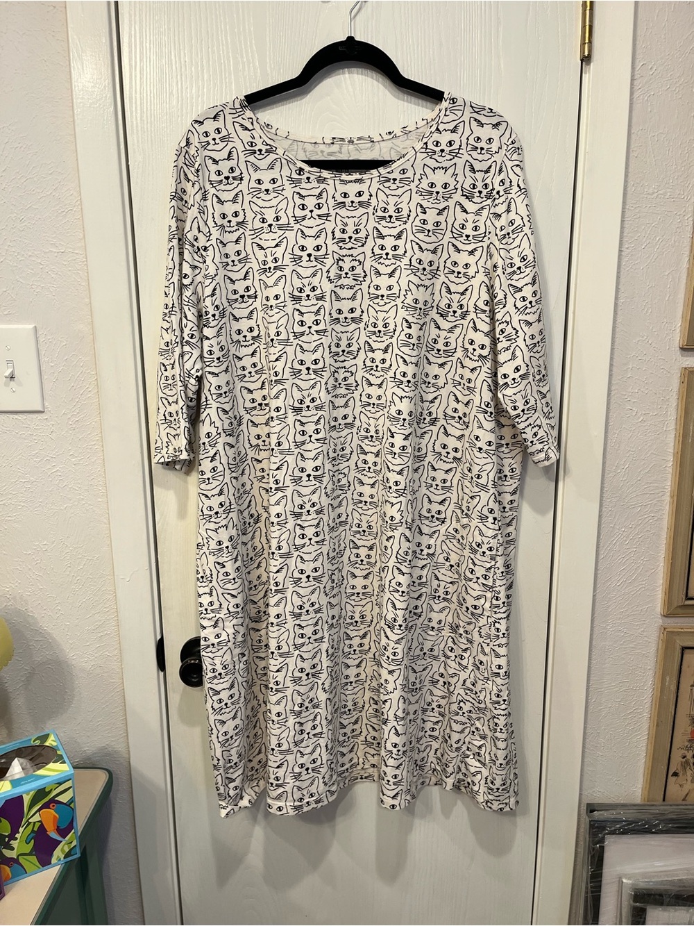 Winter Water Factory Organic Cotton Knit Womens Helsinki Dress XXL Cats Pockets